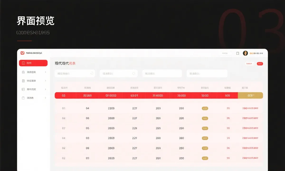 历史数据表格预览示意图
